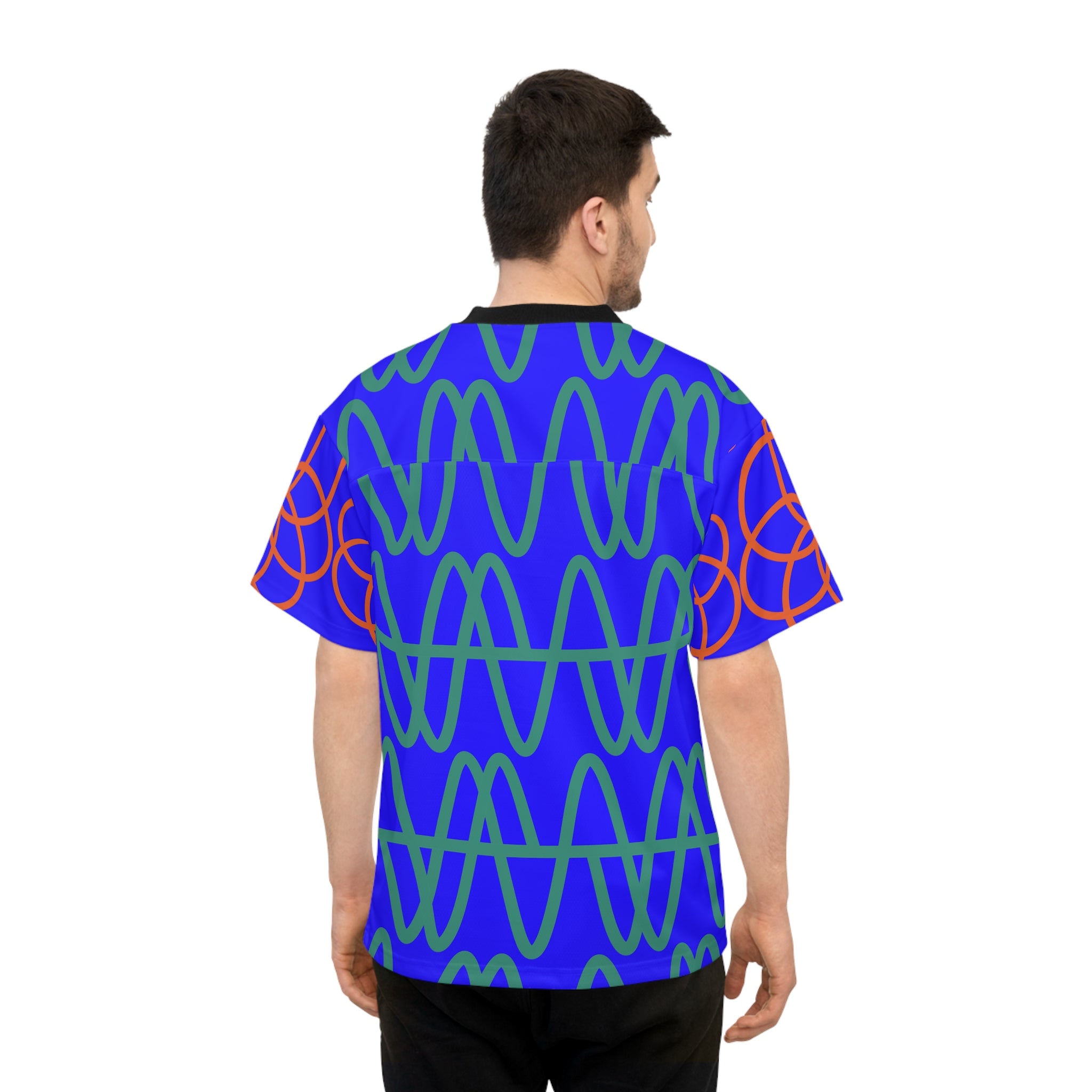 Football Jersey — Bold Blue Retro Wave All-Over Print