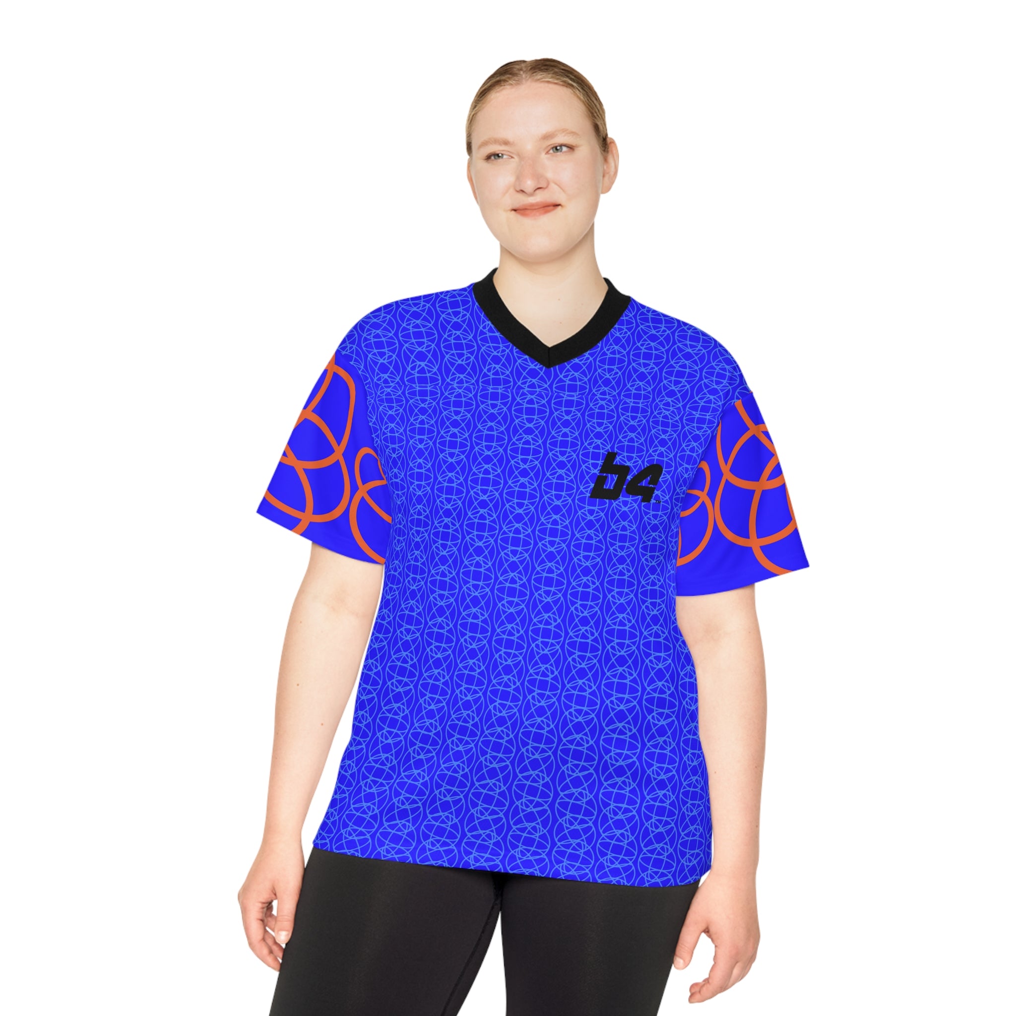Football Jersey — Bold Blue Retro Wave All-Over Print