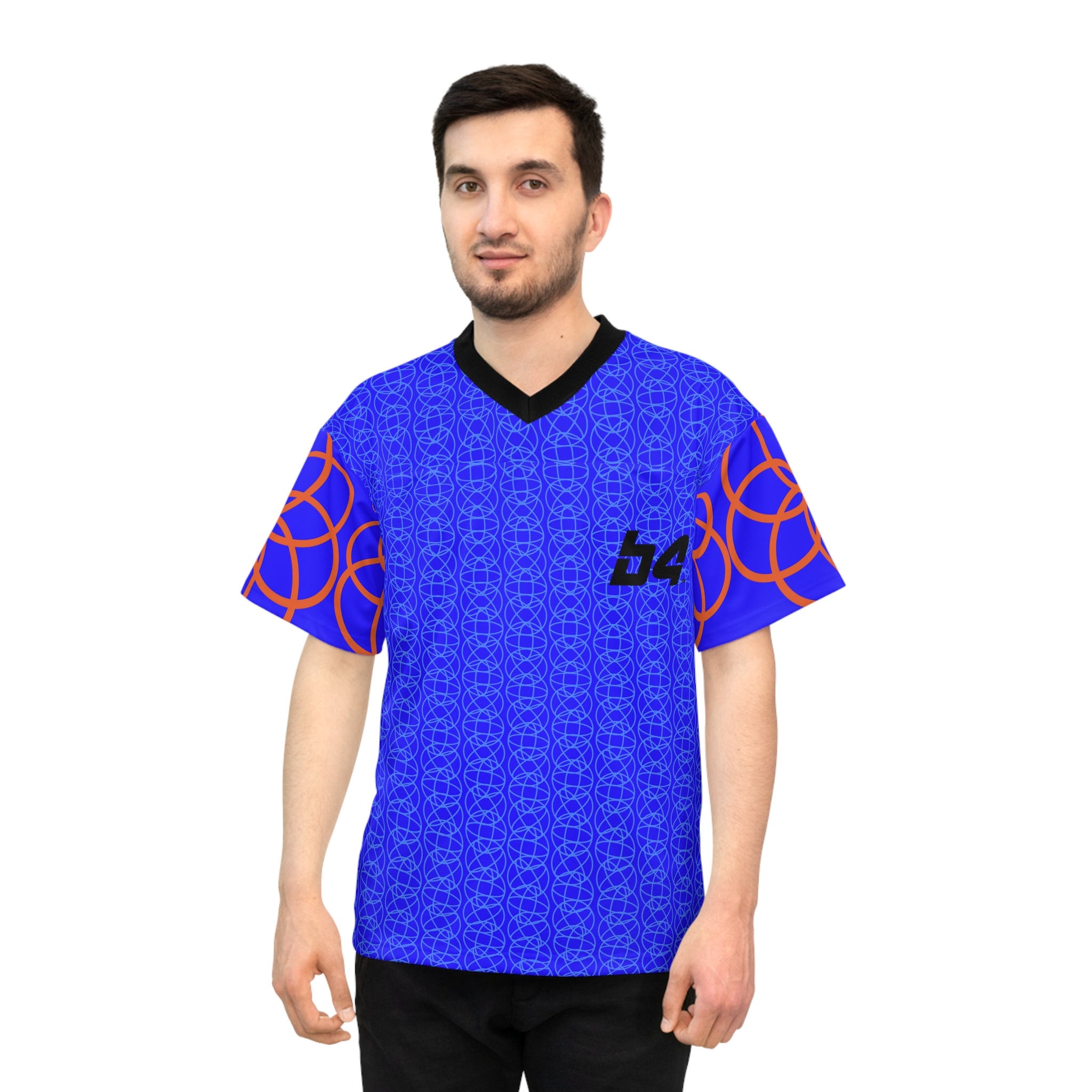Football Jersey — Bold Blue Retro Wave All-Over Print