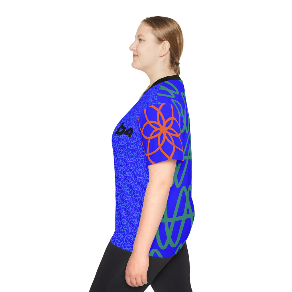Football Jersey — Bold Blue Retro Wave All-Over Print