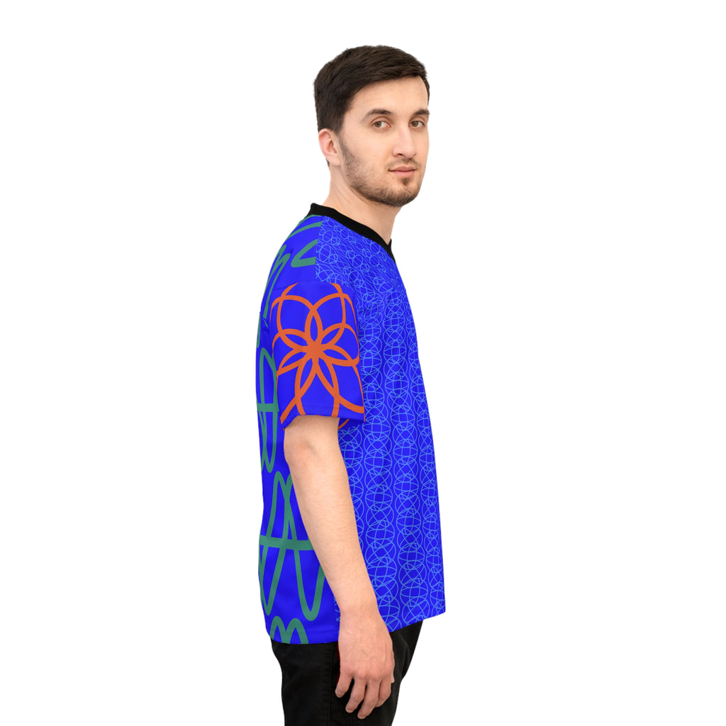 Football Jersey — Bold Blue Retro Wave All-Over Print