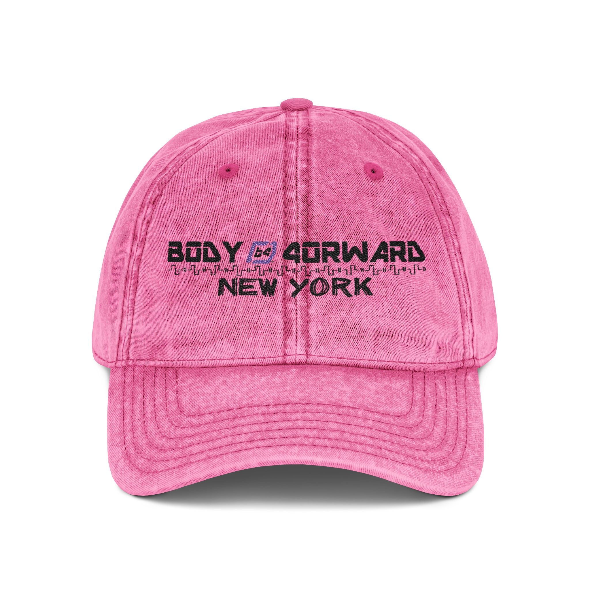 Embroidered Vintage Cap — "Body Forward New York" Washed Baseball Hat