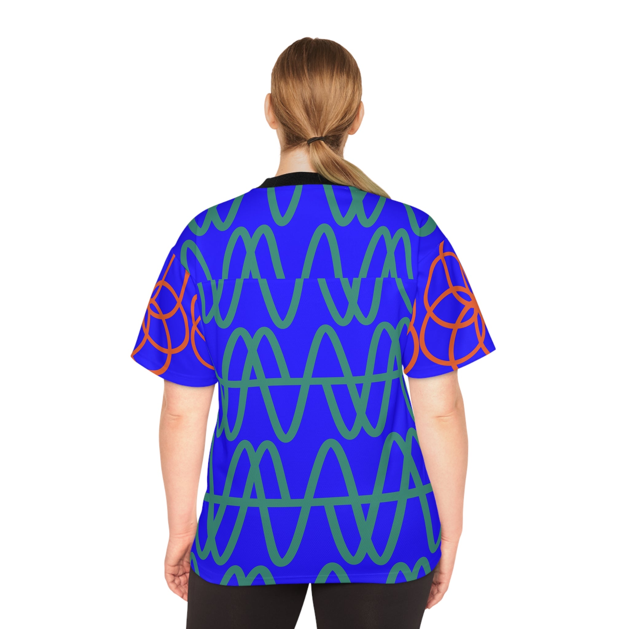 Football Jersey — Bold Blue Retro Wave All-Over Print