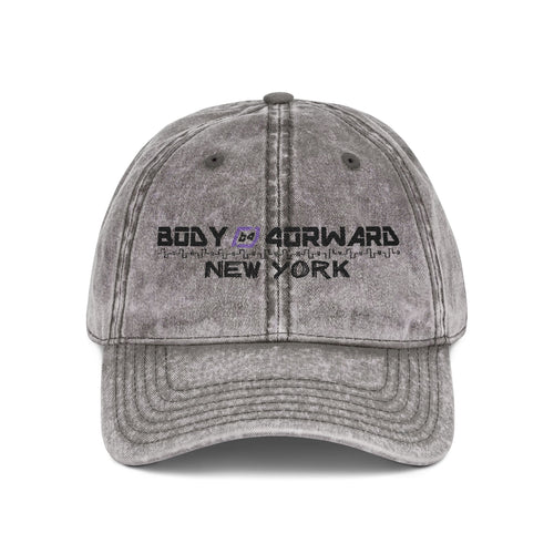 Embroidered Vintage Cap — "Body Forward New York" Washed Baseball Hat