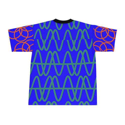 Football Jersey — Bold Blue Retro Wave All-Over Print