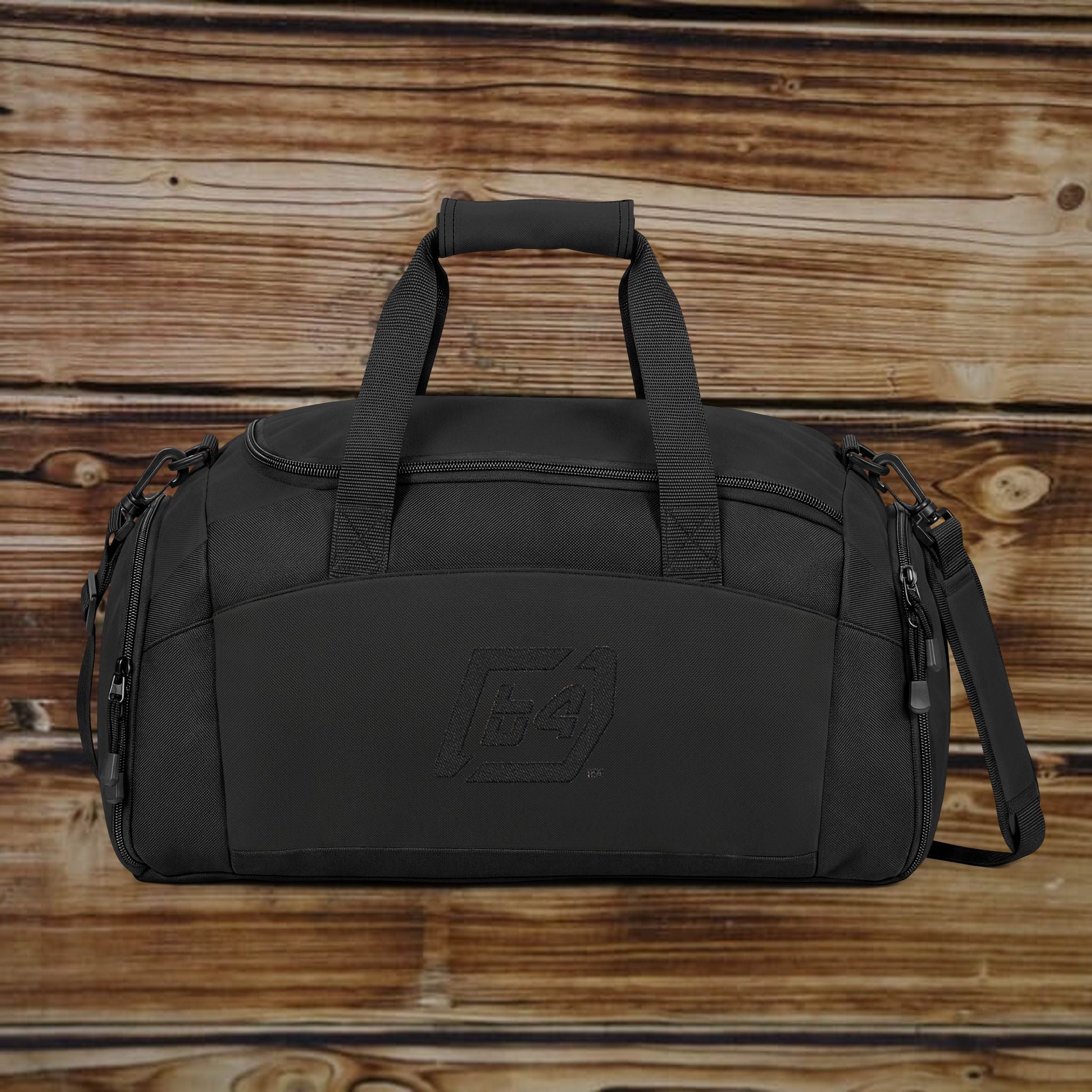 Black Fitness Duffel Bag – Compact Gym Bag with Multiple Pockets