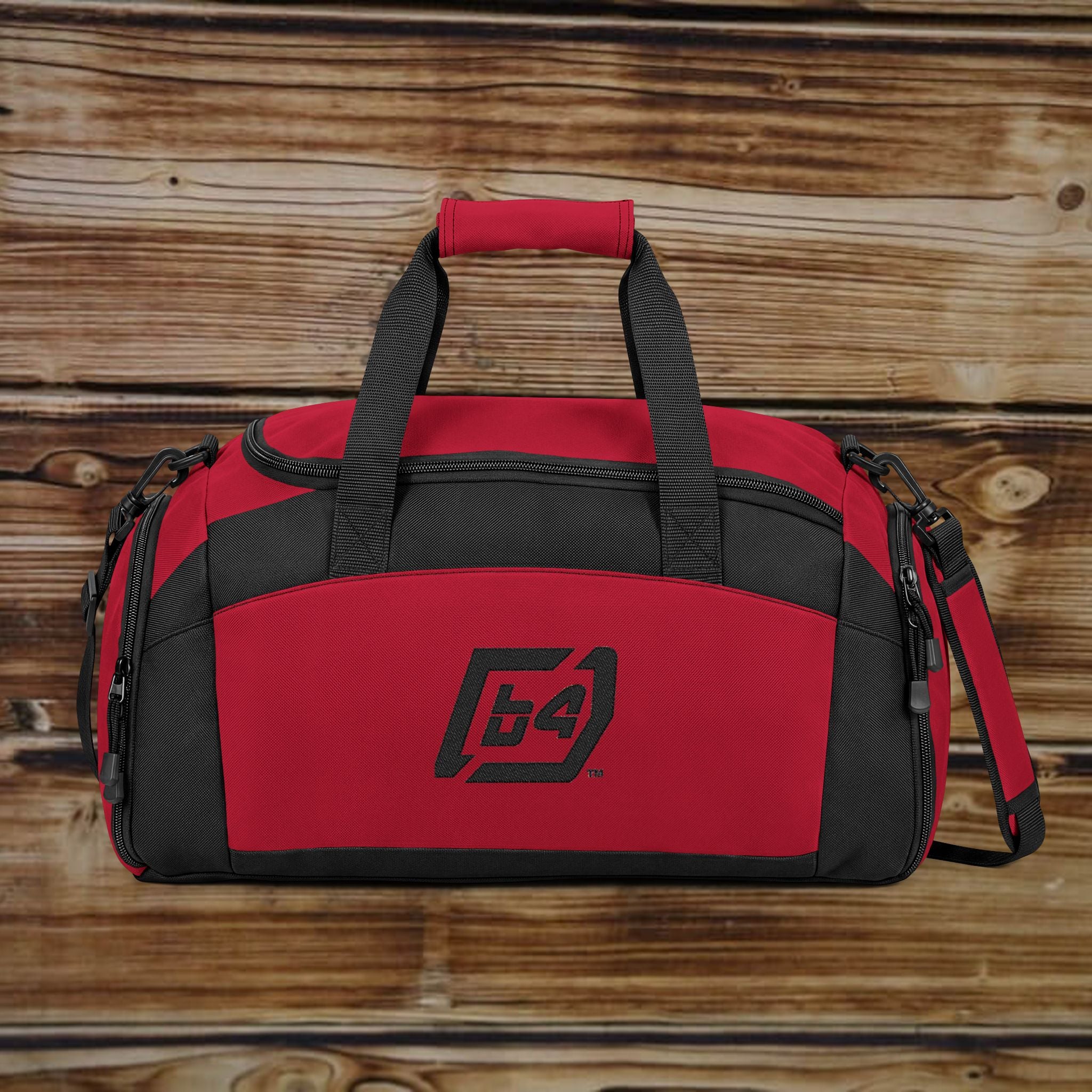 Black Fitness Duffel Bag – Compact Gym Bag with Multiple Pockets